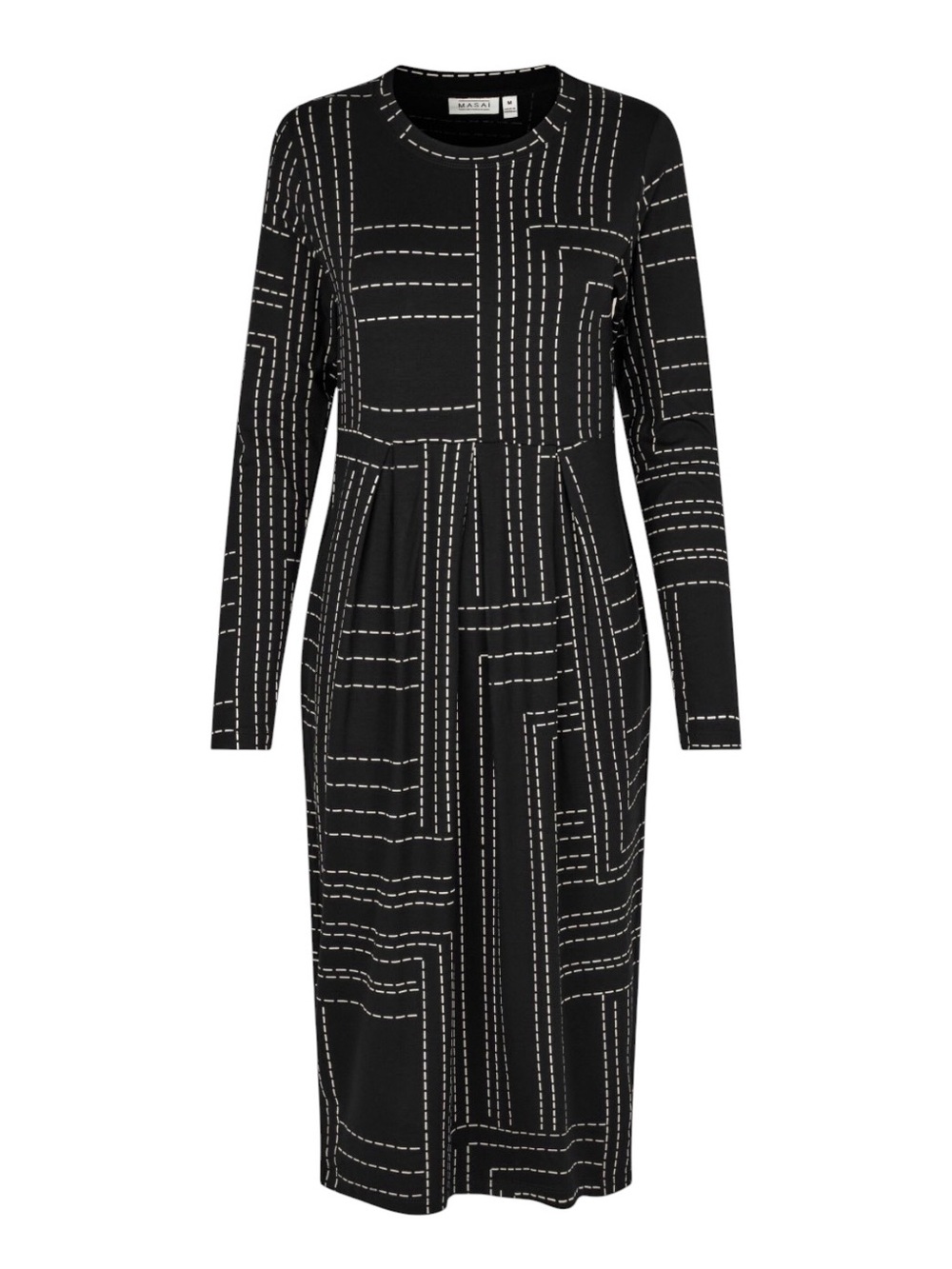 Masai Copenham Namo Jersey Dress With Pockets Black Geo Print size small